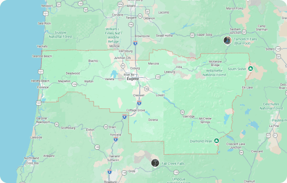 Map of the Lane County, Oregon service area